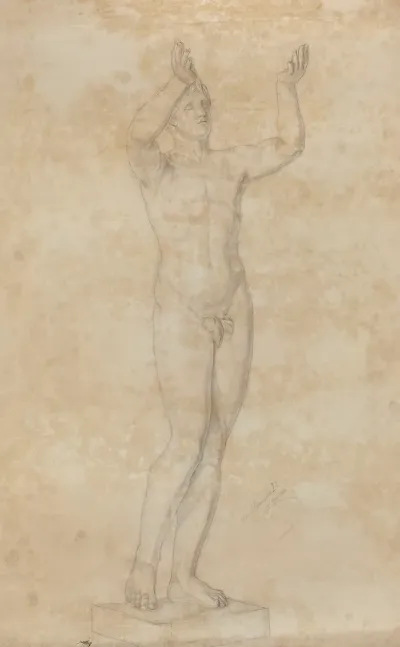 Praying Young Man Tracing From A Copy Of A Greek Sculpture From Lysippos Circle 300 Bc