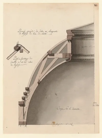 Premie Projet Du Dome En Charpente De Leglise Du Lieu De Sante Dessin