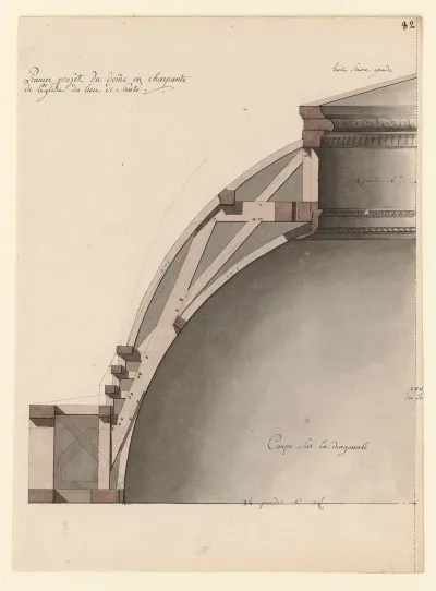 Premier Projet Du Dome En Charpente De Leglise Du Lieu De Sante