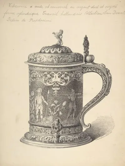 Preparatory Drawing For An Illustration Of A Seventeenth Century Dutch Tankard From The Demidov Collection