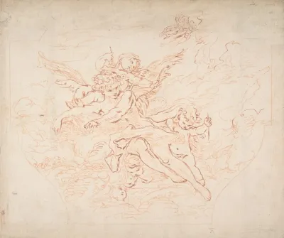 Preparatory Drawing Of A Ceiling For Etching After Boucher Drawing