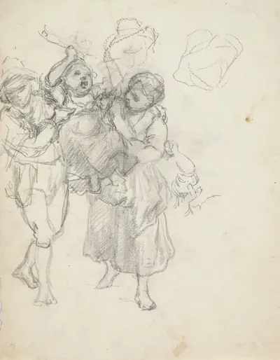 Preparatory Study For Italian Children Playing