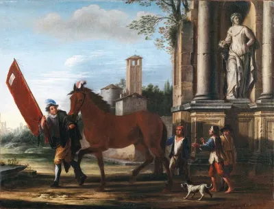 Preparing For The Race Of The Berber Horses Rome