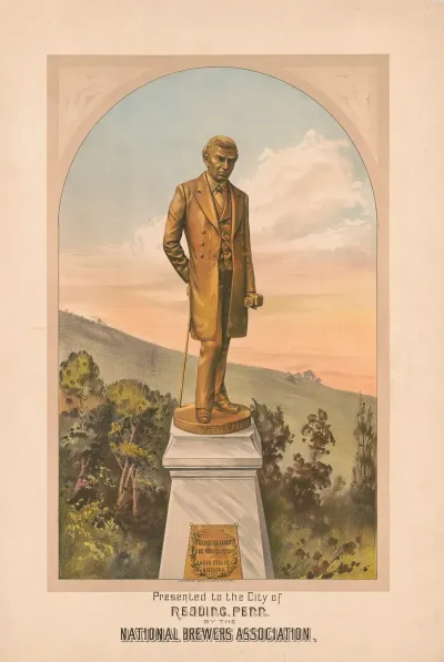 Presented To The City Of Reading Penn By The National Brewers Association Sculpture Of Frederick Lauer The First Brewer Of Lager Beer In America