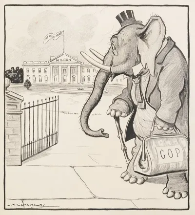 President Woodrow Wilson As A Lion Tamer