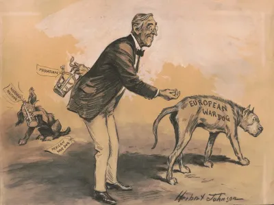 President Woodrow Wilson Trying To Coax The European War Dog