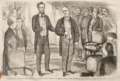 Presidents Buchanan And Lincoln Entering The Senate Chamber Before The Inauguration
