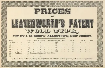 Prices Of Leavenworths Patent Wood Type