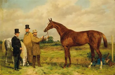 Prince Charlie Winner Of The Two Thousand Guineas With Portraits Of Mr H Jones Owner And Mr Joseph Dawson Trainer