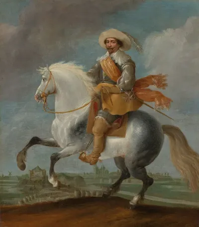 Prince Frederik Hendrik On Horseback Outside The Fortifications Of S Hertogenbosch 1629