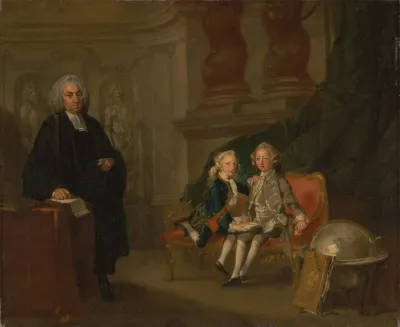 Prince George And Prince Edward Augustus Sons Of Frederick Prince Of Wales With Their Tutor Dr F