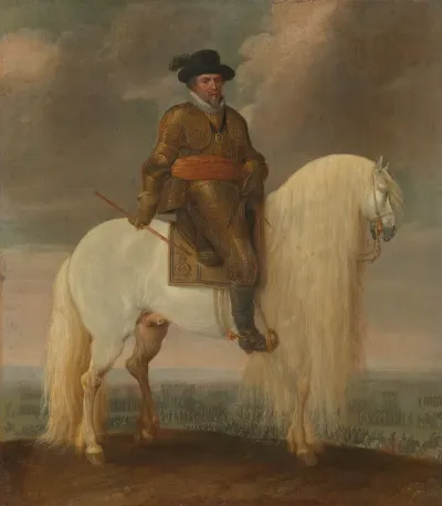 Prince Maurits Astride The White Warhorse Presented To Him After His Victory At Nieuwpoort