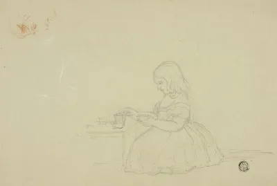 Prints And Drawings Young Girl Pouring Tea And Profile Sketch