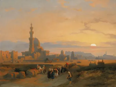 Procession Before The Tombs Of The Caliphs Grand Cairo