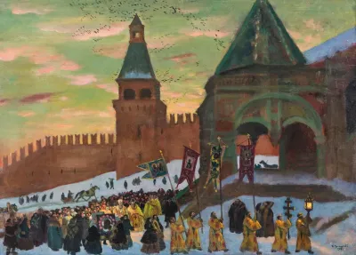 Procession By St Basils Cathedral Moscow