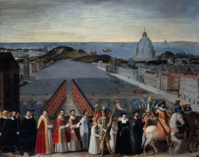Procession De La Confrerie Parisienne Des Pelerins De Saint Michel Du Mont Sur Le Pont Neuf Actuel 1er Arrondissement