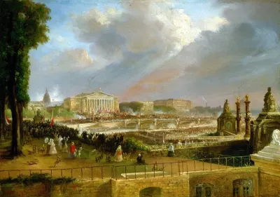 Proclamation De La Republique Sur Le Portique De La Chambre Des Deputes Le 4 Mai 1848