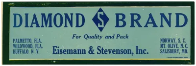Produce Label For Diamond S Brand Green
