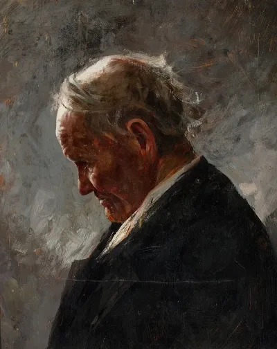 Profile Of A Grey Haired Old Man