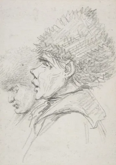 Profile Of Two Soldiers Wearing Fur Caps