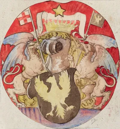 Projet De Decor Pour Un Vitrail Civil A Motif Heraldique 3