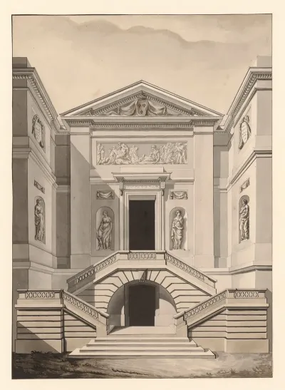 Projet De La Facade Dentree Pour Lhopital De La Charite Rue Jacob A Paris
