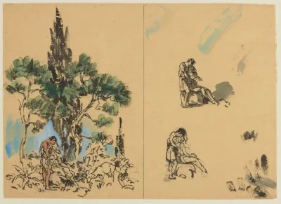 Projet De Paysage Avec Deux Amoureux Et Des Brebis