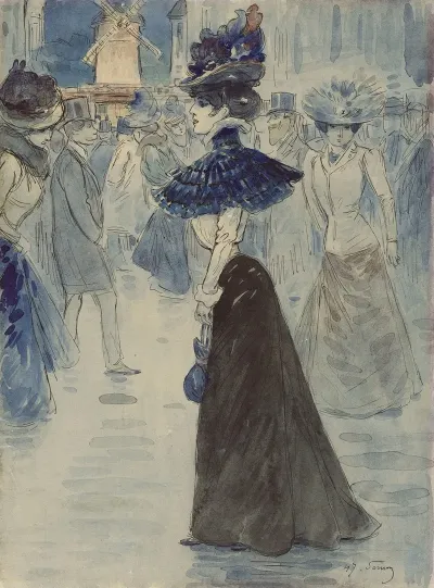 Promeneurs Devant Le Moulin Rouge Place Blanche Actuel 18eme Arrondissement 2