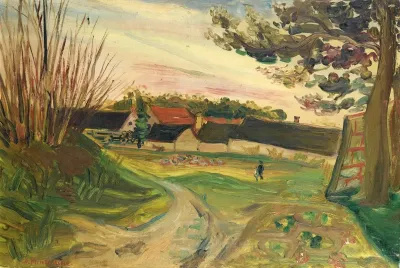 Promeneurs Devant Une Ferme