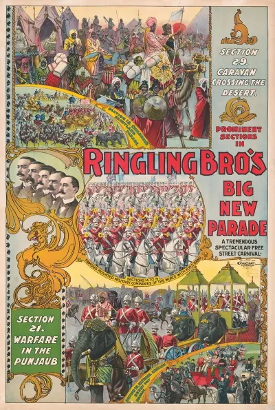 Prominent Sections In Ringling Bros Big New Parade A Tremendous Spectacular Free Street Carnival