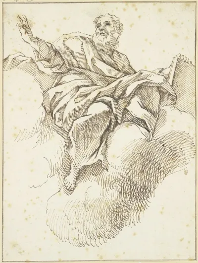 Prophet Mit Buch Auf Wolken Schwebend