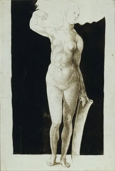 Proportion Study Of Female Nude With A Shield