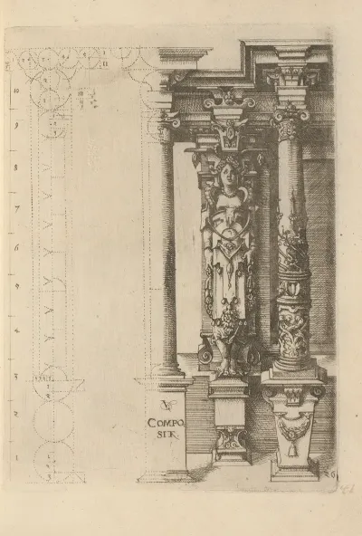 Proportions Of The Composite Column Order With A Caryatid As A Pilaster Between Two Columns
