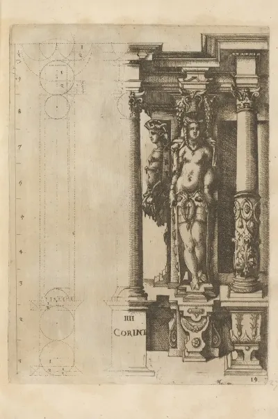 Proportions Of The Corinthian Column Order With A Caryatid And A Herm Seen From The Side