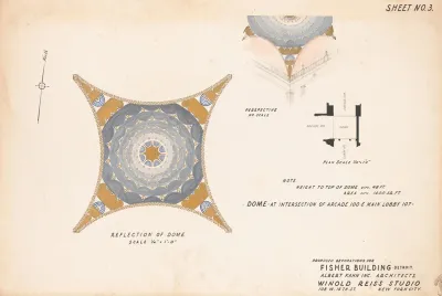 Proposed Decorations For Fisher Building Detroit Mi Sheet No 3 Dome At Intersection Of Arcade 100 And Main Lobby 107