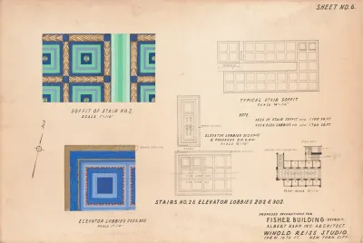 Proposed Decorations For Fisher Building Detroit Soffit Of Stair No 2 Elevator Lobbies 202 302