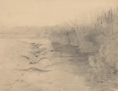 Ptaki Nad Jeziorem Szkic Do Obrazu Jezioro O Zmierzchu Z 1890 R