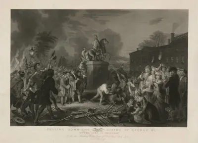 Pulling Down The Statue Of George Iii By The Sons Of Freedom At The Bowling Green City Of New York July 1776