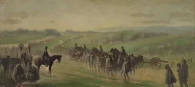 Pursuit Of Lees Army Scene On The Road Near Emmitsburg Marching Through The Rain