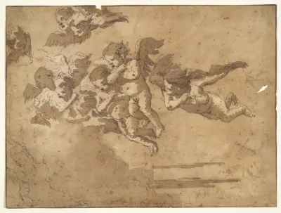 Putti Flying In Clouds