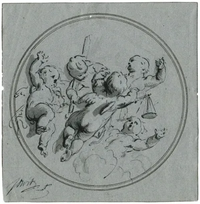 Putti Met De Attributen Van De Rechtvaardigheid