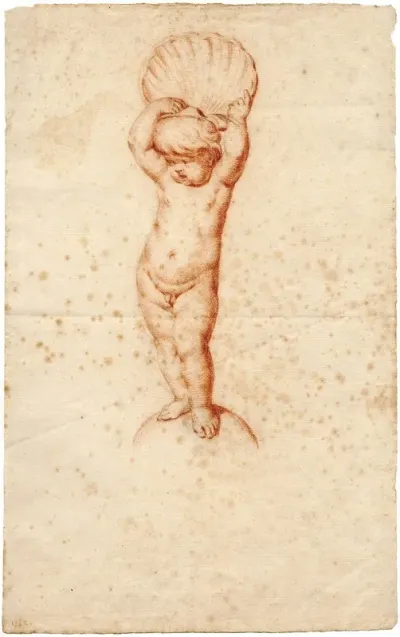 Putto Met Schelp Boven Zijn Hoofd