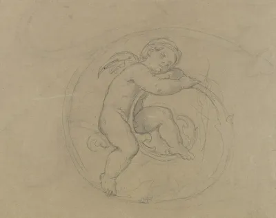 Putto Zwischen Ranken Schlafend