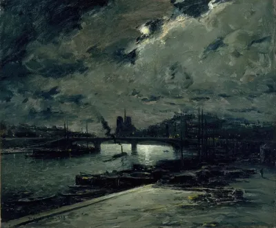 Quai De La Seine Paris Au Clair De Lune