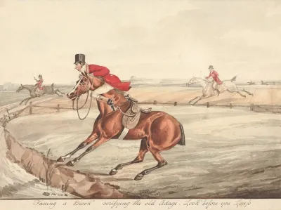 Qualified Horses And Unqualified Riders Faceing A Brook Verifying The Old Adage Look Before You Leap