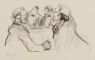 Quatre Personnages Dans Un Cafe