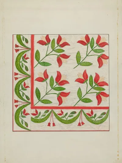 Quilt Appliqued In Bellflower Design