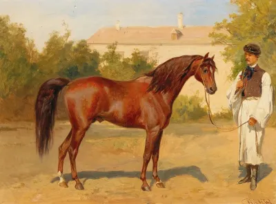 Racehorse With Hungarian Groom