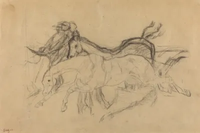 Racehorses Study For Scene From The Steeplechase The Fallen Jockey