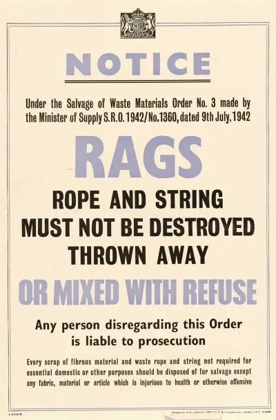 Rags Rope And String Must Not Be Destroyed Thrown Away Or Mixed With Refuse